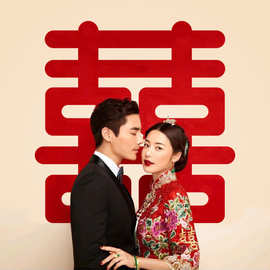 毛毡结婚装饰创意墙贴无纺布网红圆喜窗花婚房布置毛毡喜字贴