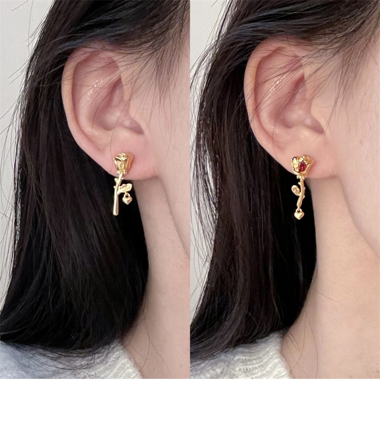 Elegant Simple Style Rose Alloy Plating Women's Ear Studs 1 Pair display picture 6