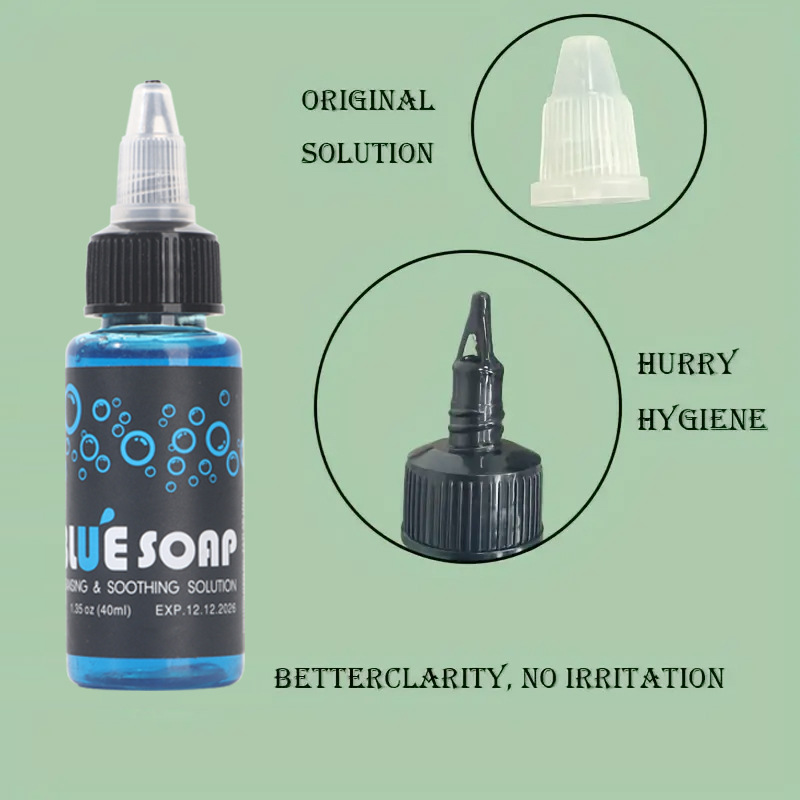 Transfronterizo azul algas tatuaje solución de limpieza de espuma desinfectante limpieza azul algas 40ML tatuaje suministros de limpieza tatuaje consumibles