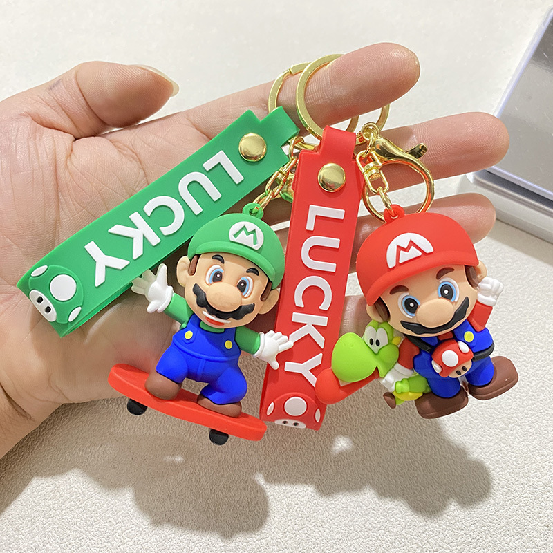 Super Mary Monster Keychain Pendant Mario Doll Keychain School Bag Hanging Ornaments Game City Gifts