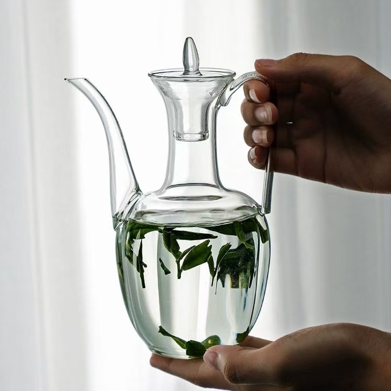 耐高温仿宋玻璃茶壶 家用贵妃壶泡绿茶用茶具长嘴泡茶壶透明执壶