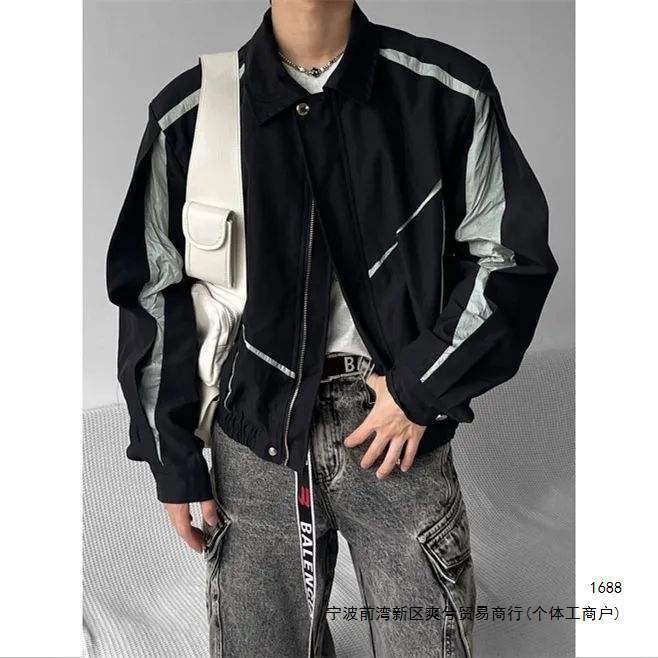 American-style autumn minimalist design patchwork jacket for men and women, trendy and versatile, irregular outerwear