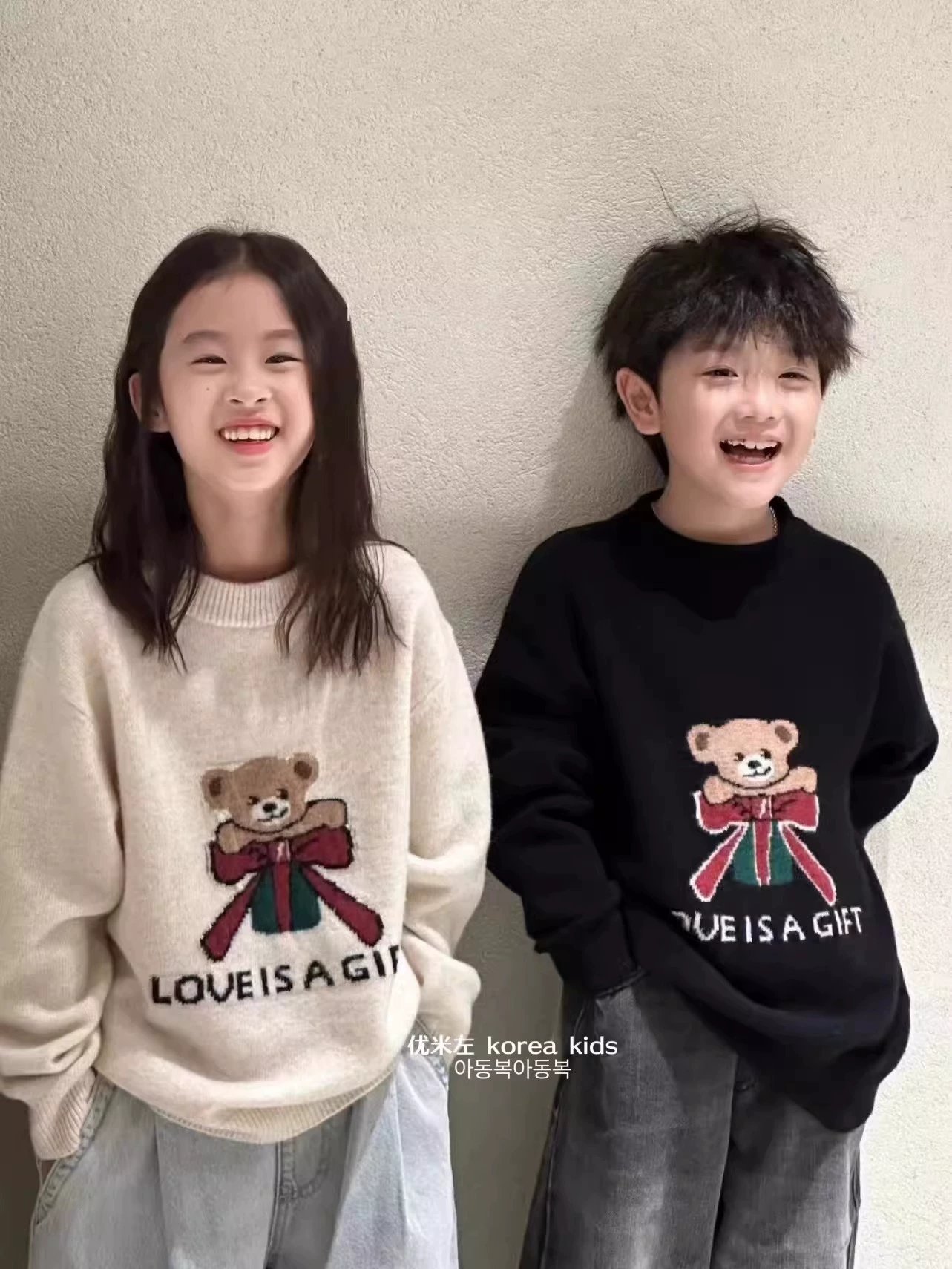 Детская одежда для девочек свитер осень-зима 2024 новые мальчики для девочек медвежонок вязаный свитер