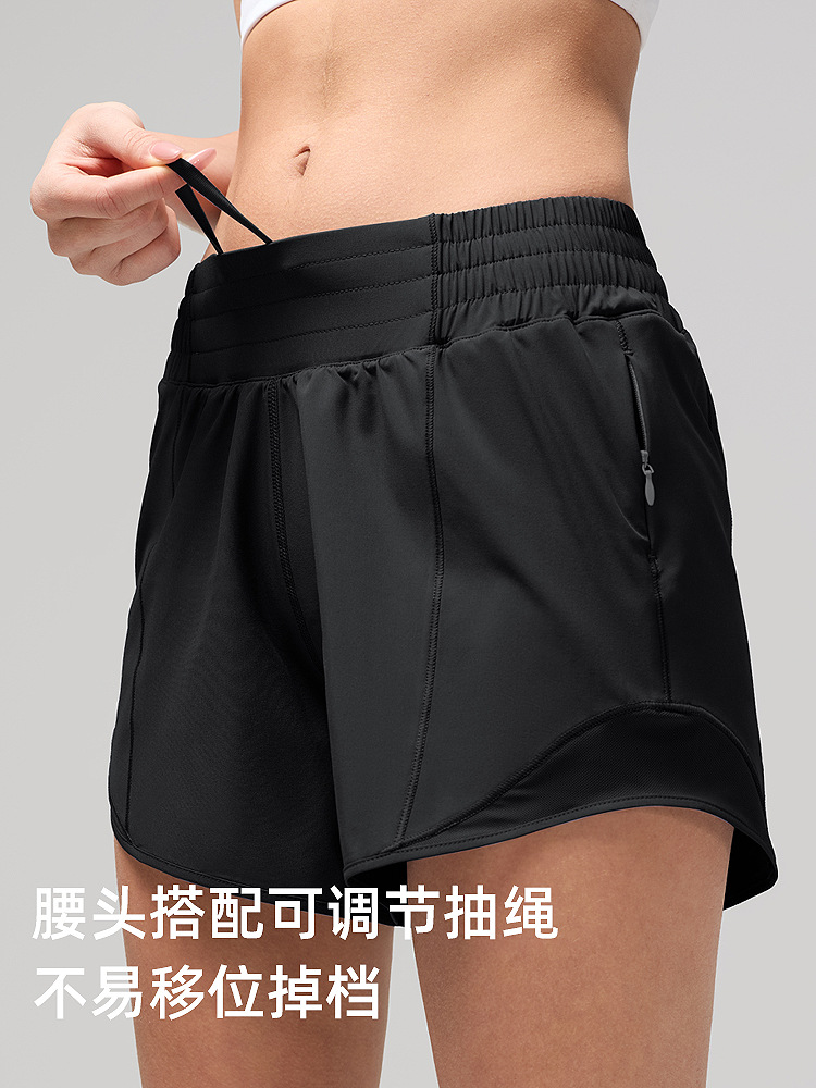 Pantalones cortos deportivos falsos de dos piezas de verano, pantalones de yoga lulu antideslumbrantes para mujer, pantalones cortos de fitness de secado rápido y fresco