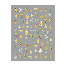 Redanco3D平面ins网红卡通美甲贴纸烫金烫银色圣诞树指甲贴DH-983