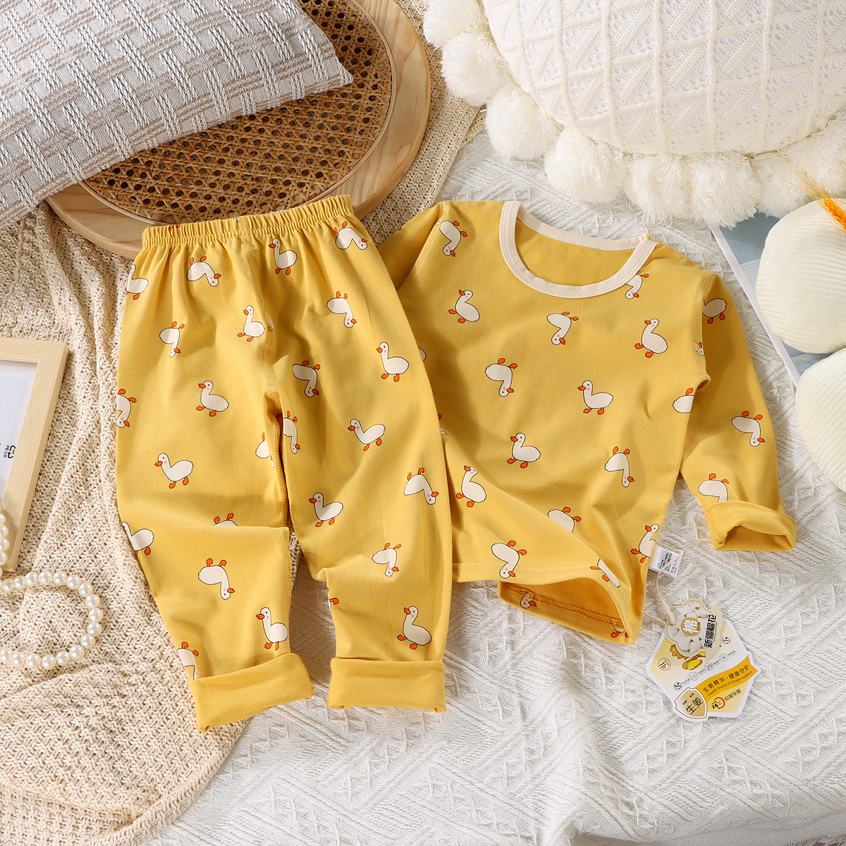 Lycra boneless little cute duck with yellow background