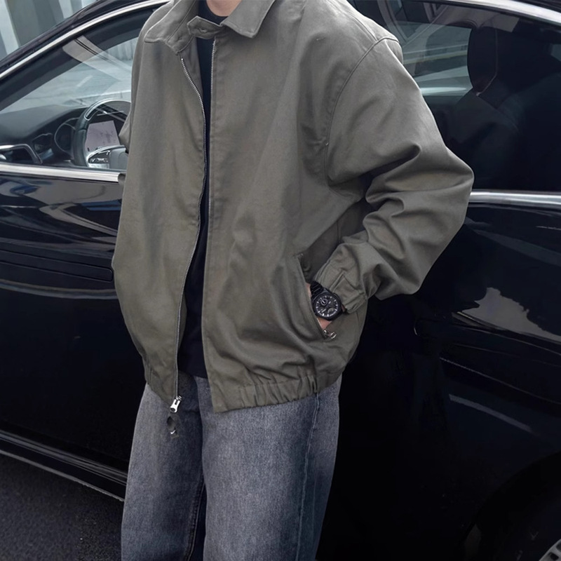 Army Green Jacket Men's Spring and Autum American Fashion Brand High-End Design Workwear Casual Loose Tops