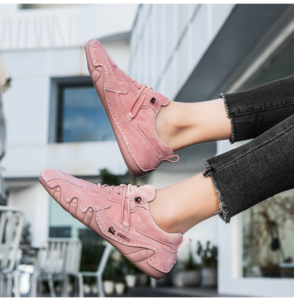 Giày thể thao da thật unisex cổ thấp mũi tròn, đế cao su, phong cách năng động — 662-3 mặt Da Màu Hồng, 662-3 mặt da màu cát, 662-3 mặt da màu nâu, 662-3 mặt da màu xám chi tiết 12