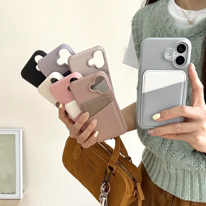 Подходит для цветовой палитры карты Apple 16promax кожаный рисунок личи iPhone 14 Pro высокий уровень светлой роскоши 13/12 женский