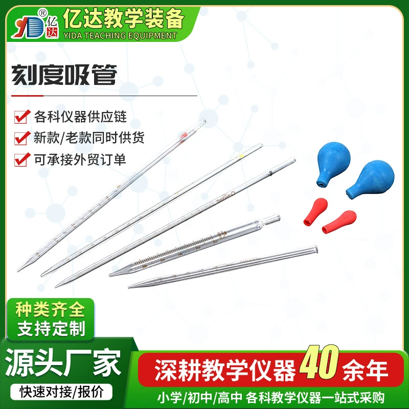 Пипетки градуированные с резиновыми наконечниками, объемом 1 мл, 2 мл, 5 мл, 10 мл, стеклянные пипетки для химических реагентов, капельницы для лабораторий.