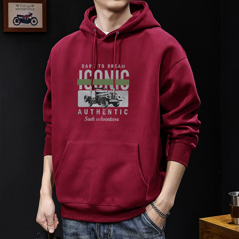 Suéter pesado para hombres otoño nuevo estilo de cuello redondo estilo americano de moda de alta calle chaqueta con capuz para hombres