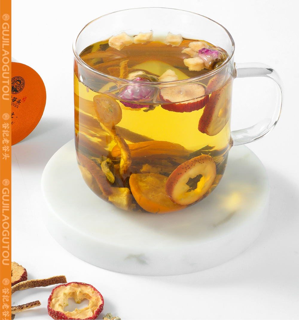 Apple Hawthorn Chenpi Rose Poria Lotus Leaf Jujube Herbal Tea 30 Jars 380g in use