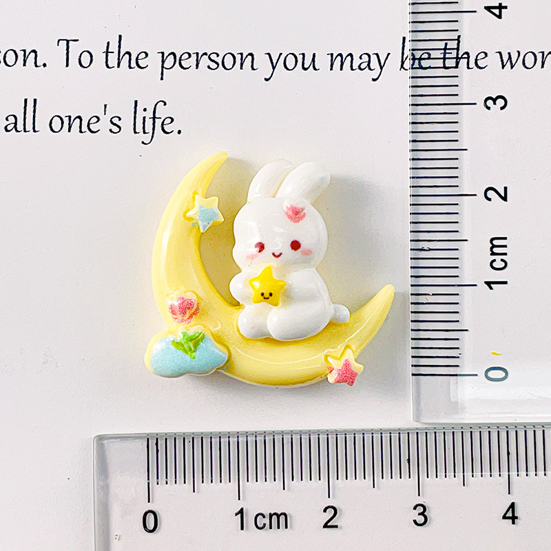 Nueva historieta brillante Luna conejo resina Accesorios helado DIY crema pegamento etiqueta engomada del refrigerador horquilla al por mayor