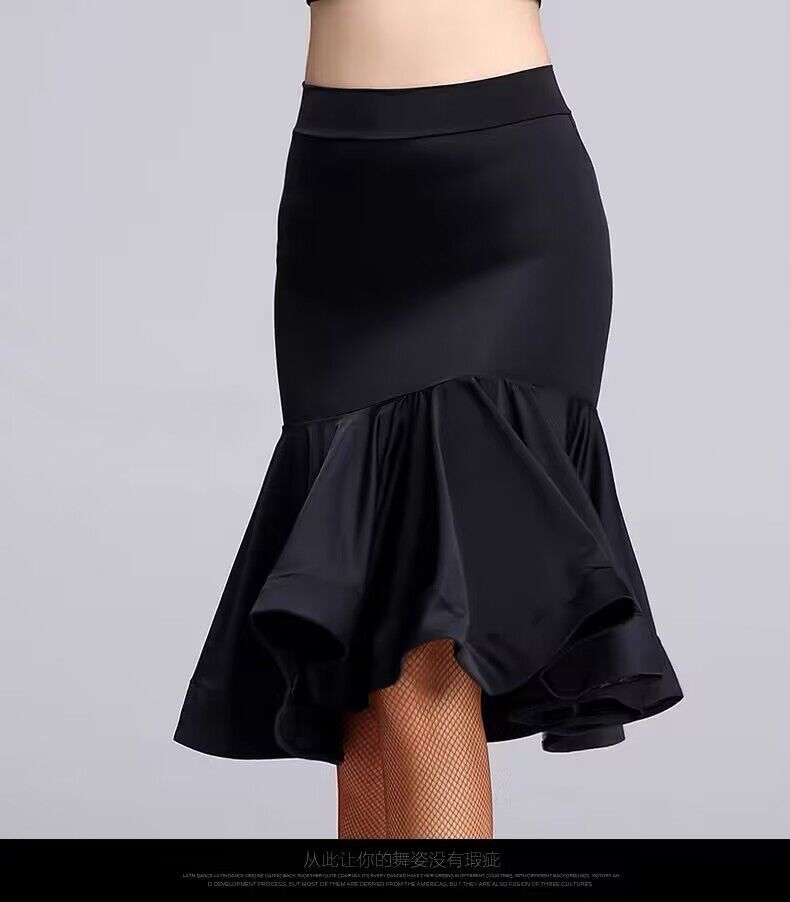 New Adult L Latin Dance Skirt Fishbone Skirt Large Swing Skirt Dance Practice Skirt Hip-Covering Skirt Cha-Cha Performance