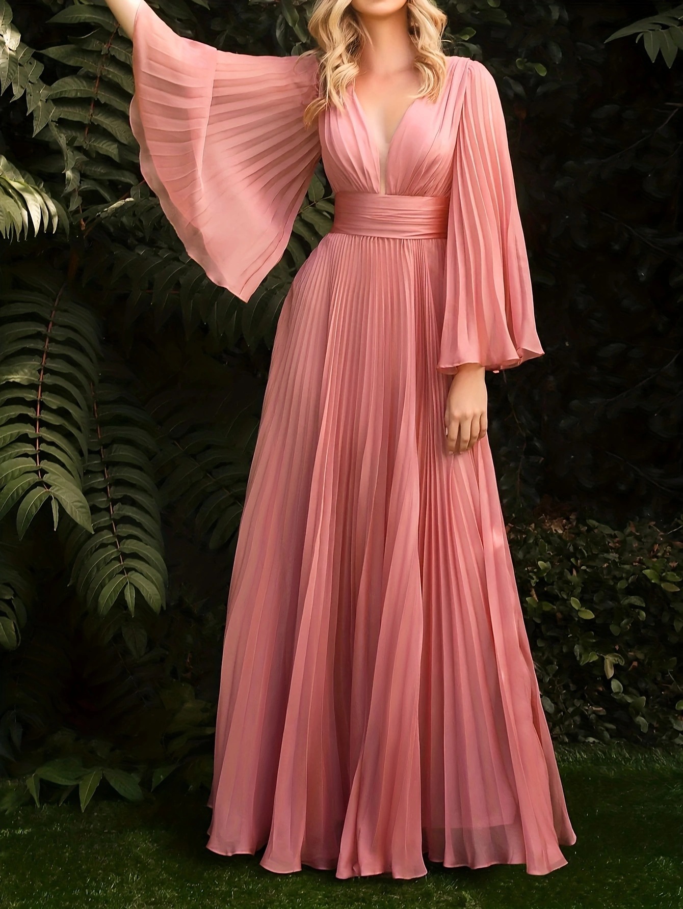 Vestido de talla grande, estilo europeo y americano, nuevo vestido de fiesta con cuello en V para mujer, ropa de talla grande para comercio exterior transfronterizo. image 7