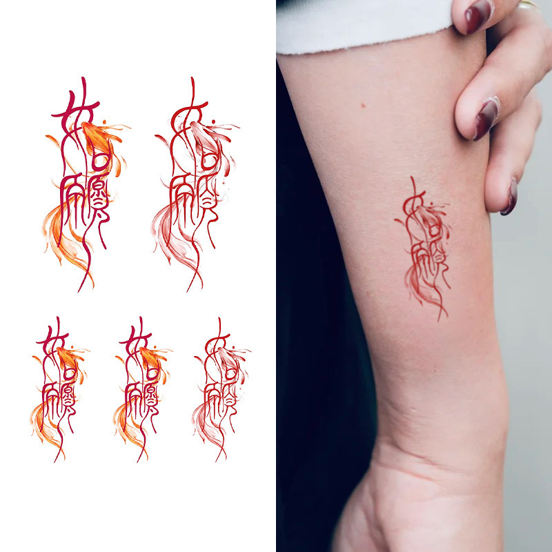 Cross-Border Goldfish Wish-Fulfilling Chinese Blessing Phrases Colorful Temporary Tattoo Stickers Long-Lasting Waterproof and Sweat-Proof Ancient Style Chinese Style Finger Tattoos Cross-Border Goldfish Wish-Fulfilling Chinese Blessing Phrases Colorful Temporary Tattoo Stickers Long-Lasting Waterproof and Sweat-Proof Ancient Style Chinese Style Finger Tattoos
