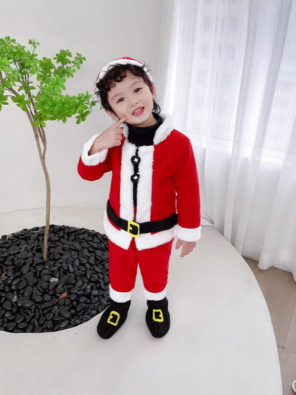 圣诞节服装男女童圣诞老人红色COS表演服新款婴儿圣诞服主题服装|undefined