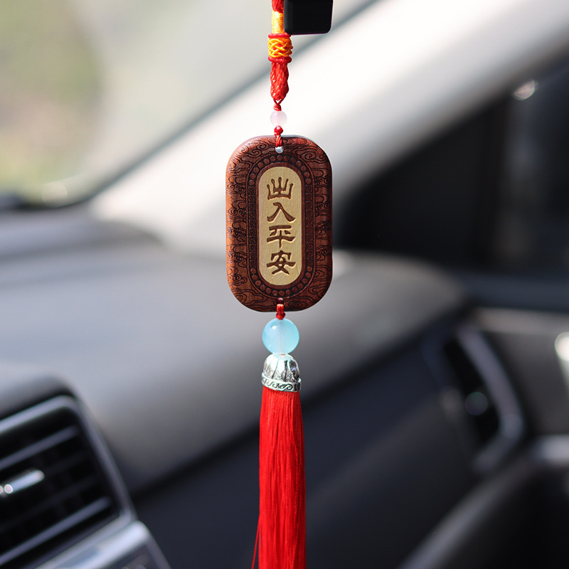 Factory direct sales car pendant, creative rosewood pendant, car rearview mirror, peace charm, Buddha statue decoration on car