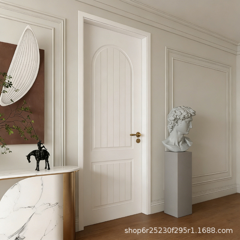 Puerta de madera francesa puerta de barniz de madera sólida puerta de habitación puerta insonorizada puerta de dormitorio decoración interior puerta de madera completa fábrica al por mayor