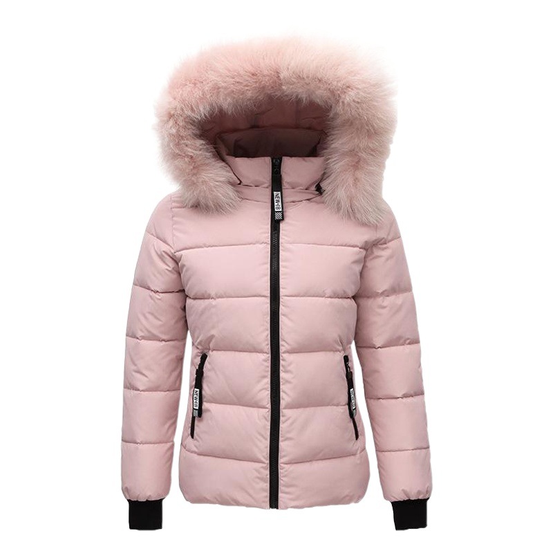Chaqueta corta acolchada para mujer invierno 2025 cuello de piel