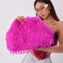 Y2Kǧ������faux fur clutchõ��ɫ�Lë��ë���ð��Ɍ�ë�q�����