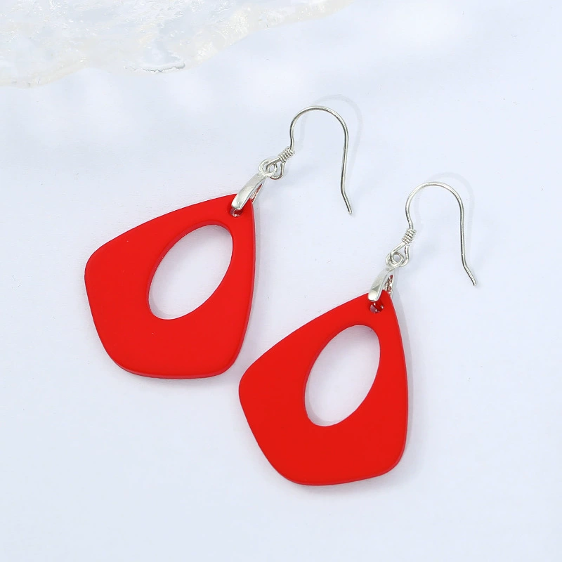 Red oolong tea Da Hong Pao, festive earrings, Chinese style, silver 925 sample