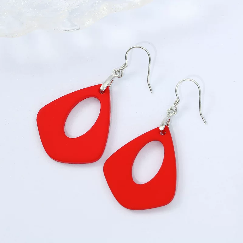 Red oolong tea Da Hong Pao, festive earrings, Chinese style, silver 925 sample