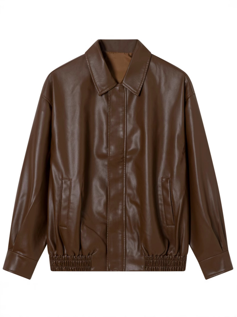 Spring And Autumn Women's Leather Jacket, Faux Protein Pu Leather Motorcycle Jacket, Cool And Stylish Korean Version Versatile Loose Coat