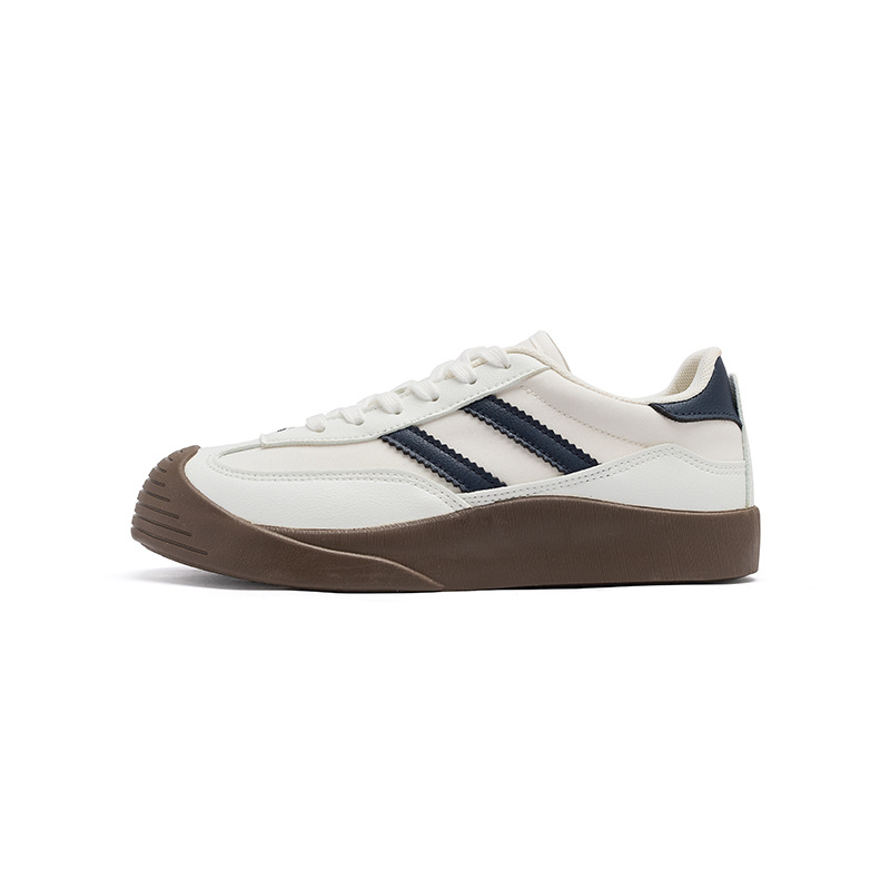 Augu Shi Deng zapatos blancos para mujeres primavera 2025 nuevos zapatos de skate casuales retro con suela gruesa zapatos deportivos de entrenamiento de base plana