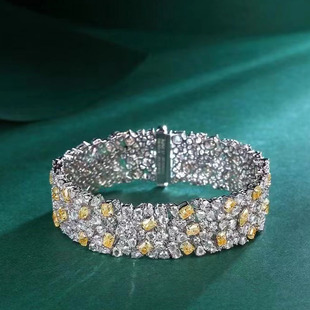 Cross-border e-commerce new products 8.51 karat natural yellow diamond rose round water drop bracelet 18k gold inlaid diamond bracelet women wholesale