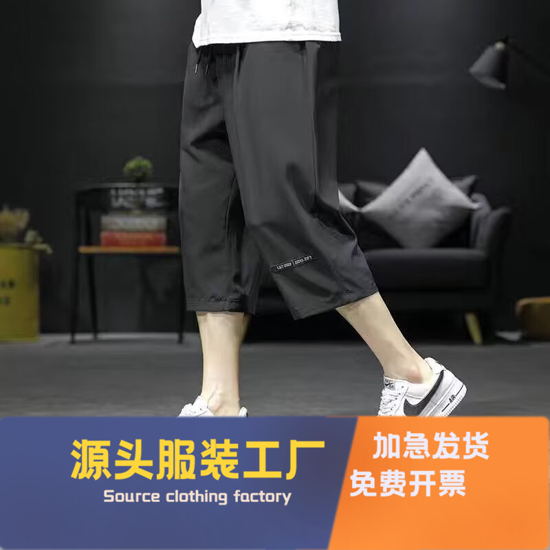 Straight-Leg Sports Quick-Dry Cropped Pants for Teenagers, Men's Summer Thin Casual Loose Cropped Shorts