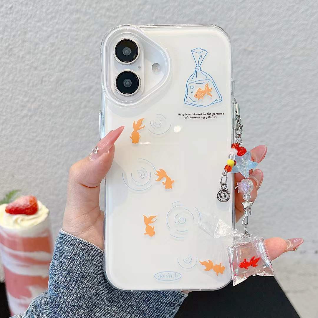 Simple ins Water Ripple Goldfish Funda para teléfono móvil iphone15 16ProMax Apple 13/14 nicho femenino 16