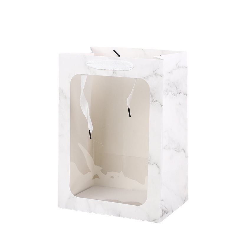 Bolsa de regalo transparente de ventana abierta Venta de Vacaciones bolsa de papel bolsa de regalo de flores bolsa de embalaje bolso de ventana de regalo de mano