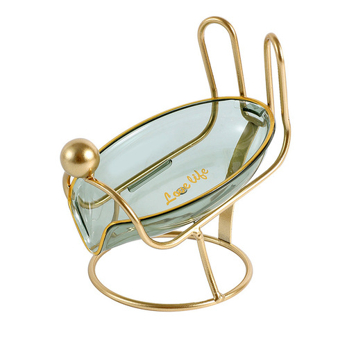 Light luxury soap box drain soap rack PET cartoon transparent soap box home bathroom high-end hot stamping storage