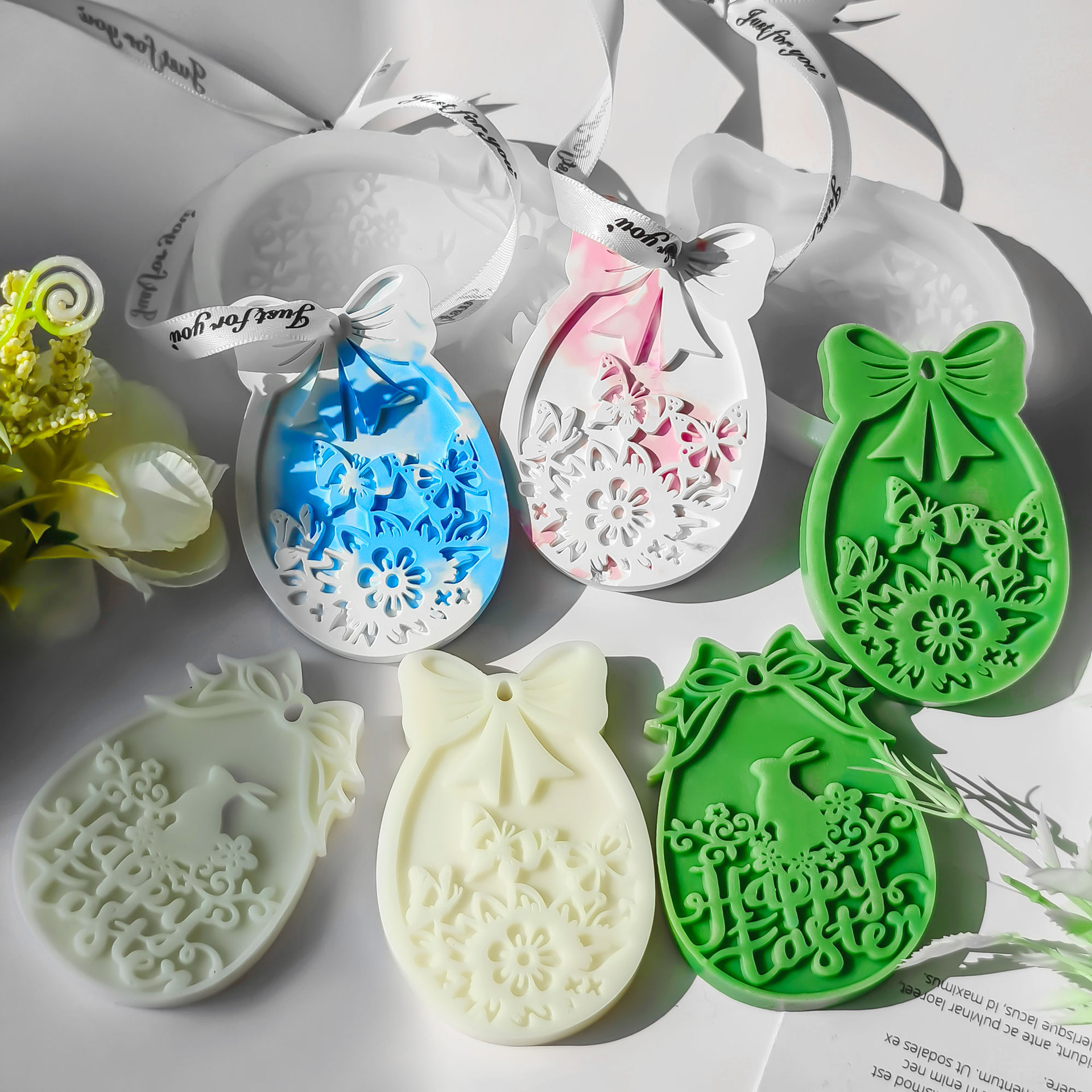 Jiahui conejo de Pascua tira magnética silicona molde diy huevo fragancia expandir piedra tira magnética decoración
