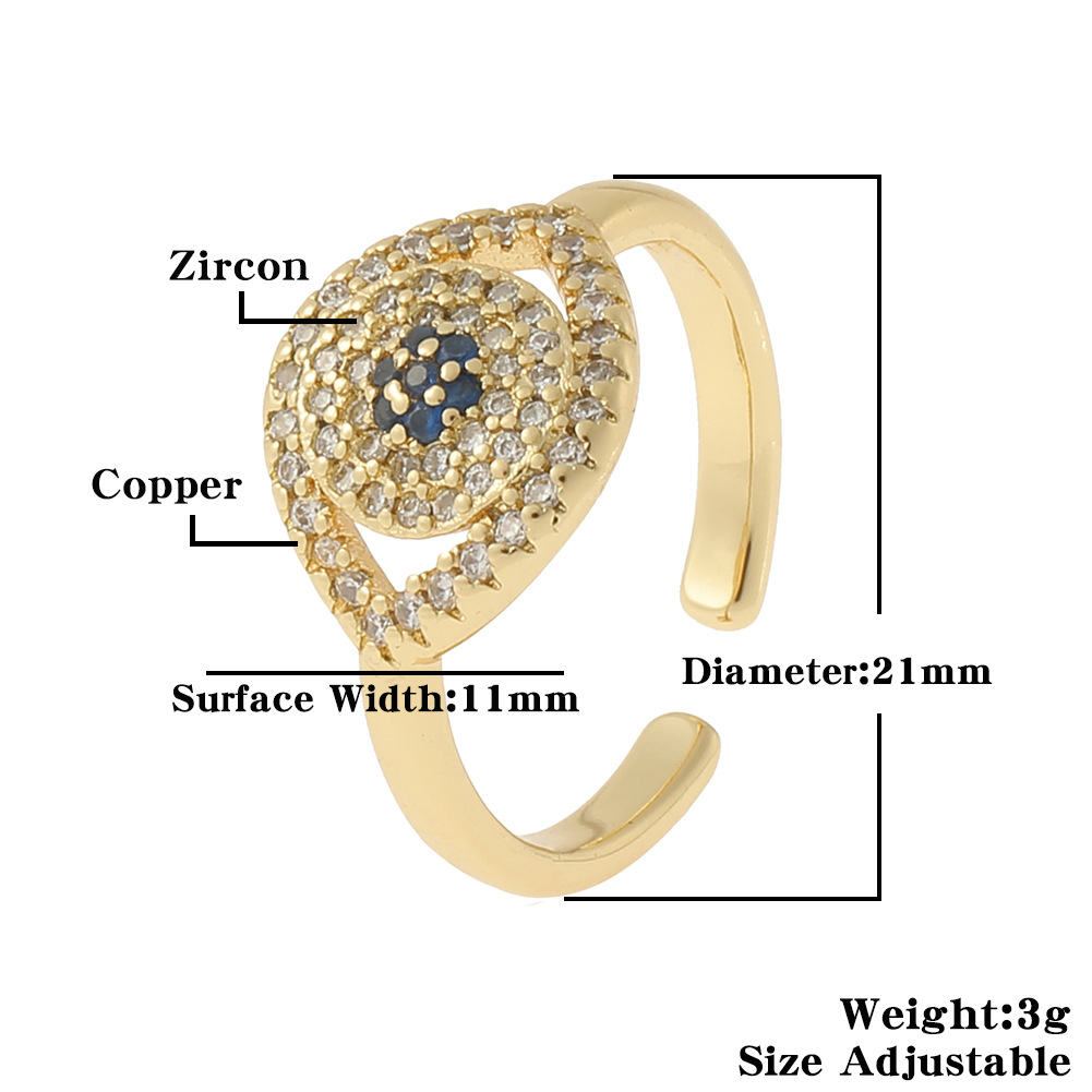 Rings For Women Copper Inlaid Zircon Devil Eye Tail Ring
