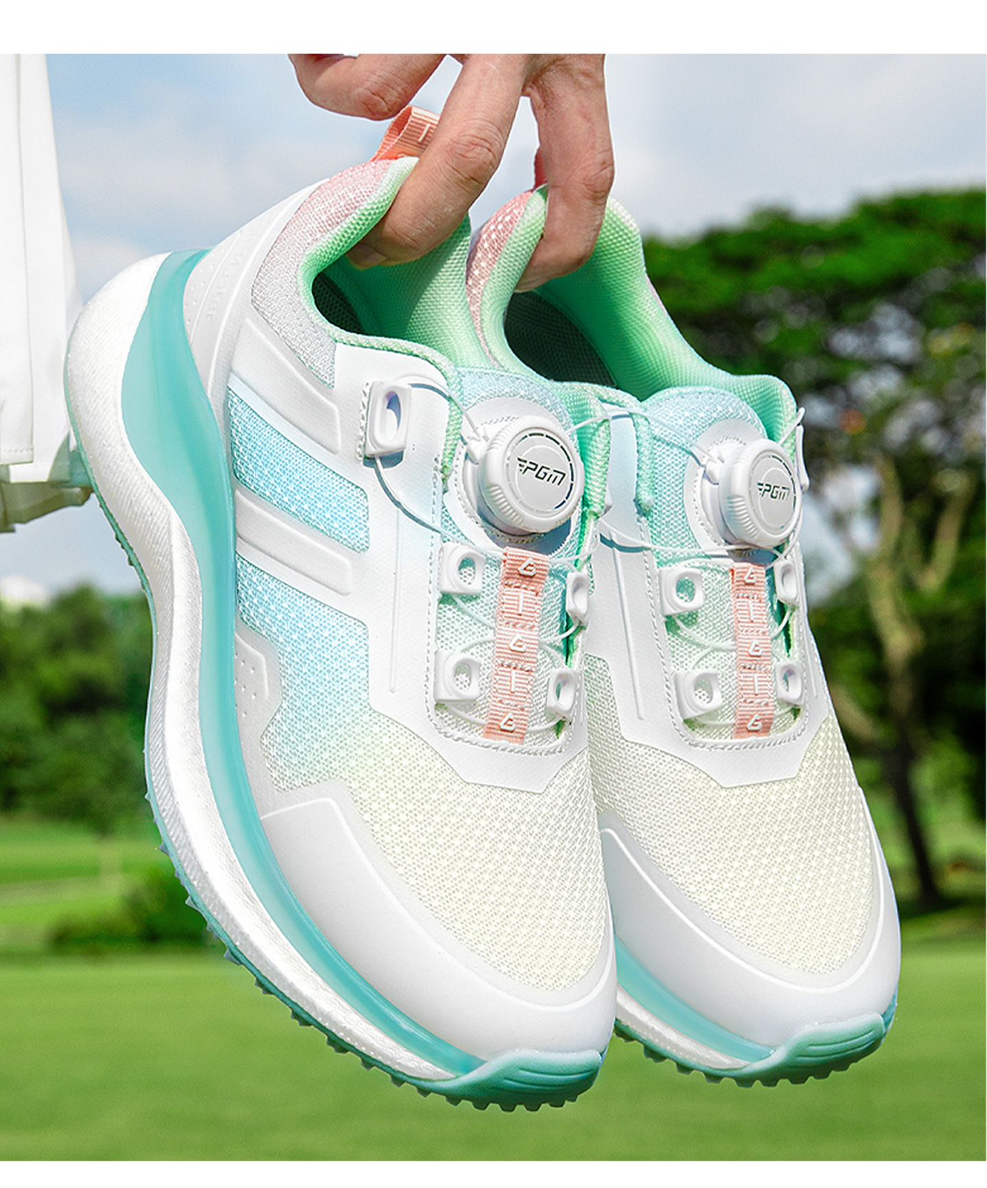 Giày golf nữ PGM mùa hè thoáng khí, khóa xoắn tiện lợi, đế tăng chiều cao chống trượt — Bột màu [thoáng khí/chống trượt/nhẹ/khóa xoắn] XZ351, Sakura Bubbles [Thoáng khí và thoải mái/Đệm đàn hồi cao/Chống trượt được cấp bằng sáng chế] XZ351, Bong bóng bạc hà [Thoáng khí và thoải mái/Đệm đàn hồi cao/Chống trượt được cấp bằng sáng chế] XZ351 chi tiết 14