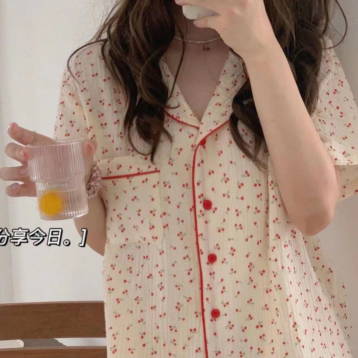 Pijamas femeninos 2025 de encaje estilo coreano manga larga