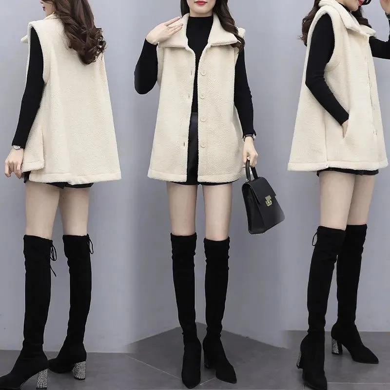 Autumn and winter New Korean version of lamb wool one-piece coat long stitching imitation lamb wool vest women's vest jacket Autumn and winter New Korean version of lamb wool one-piece coat long stitching imitation lamb wool vest women's vest jacket