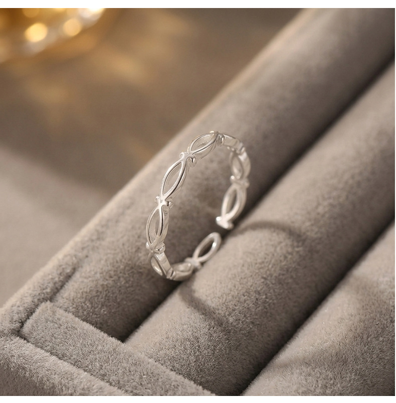 S925 Sterling Silver Hollow Interwoven Ring Women Mini
