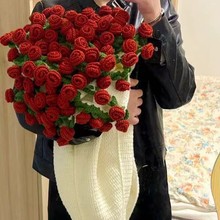 【成品】纯手工钩花玫瑰花束铃兰花束毛线针织毯玫送女友送闺蜜