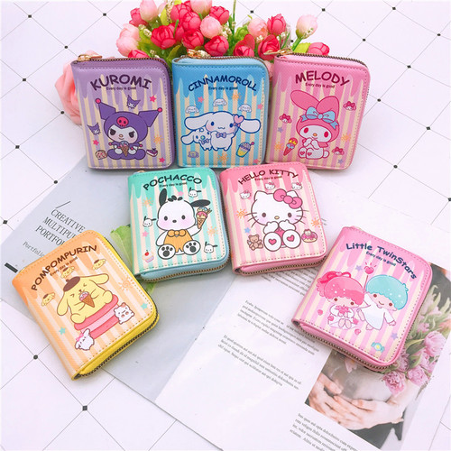New zipper wallet Japanese girly children's creative coin purse cartoon Kuromi PC dog white coin purse