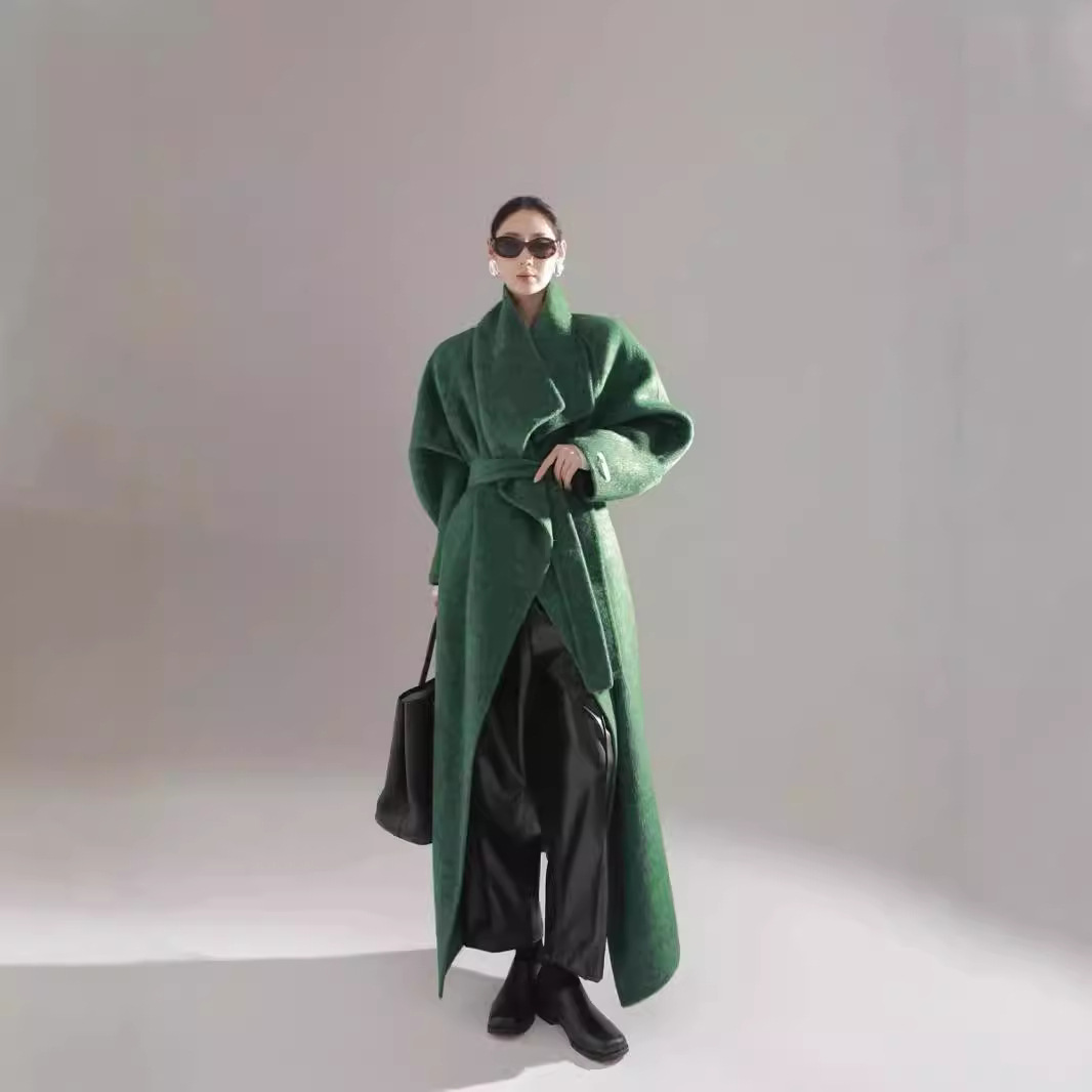 안티 시즌 대형 옷깃 카멜 하이 엔드 혼합 컬러 양면 캐시미어 코트 모직 코트 여성의 가을 및 겨울 새로운 3A0421