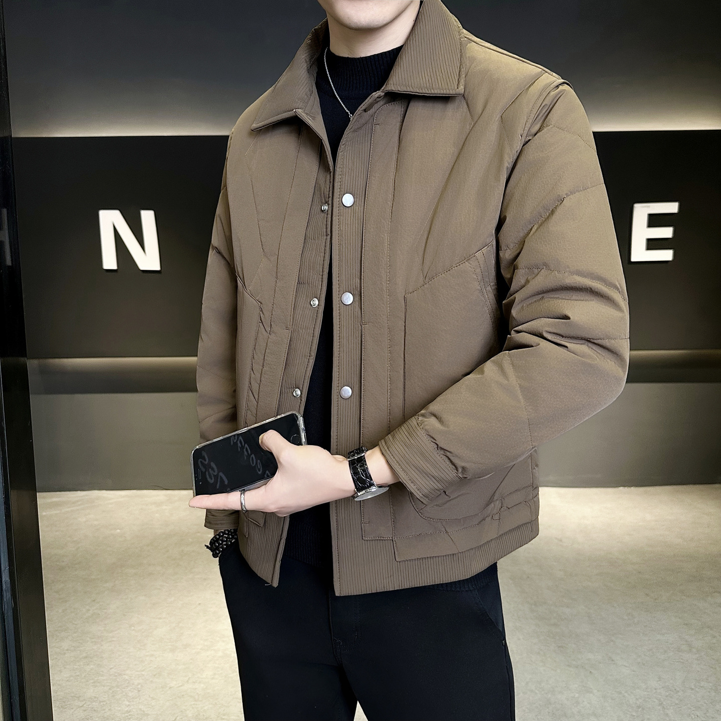 Quality Men's Light down Jacket 2025 Autumn and Winter New Fashion Warm Winter Clothing High-End White Duck down Jacket