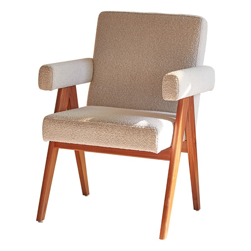 Estilo japonés ocio cuero tela sofá silla para sala de estar sola madera maciza minimalista negociación retro sofá