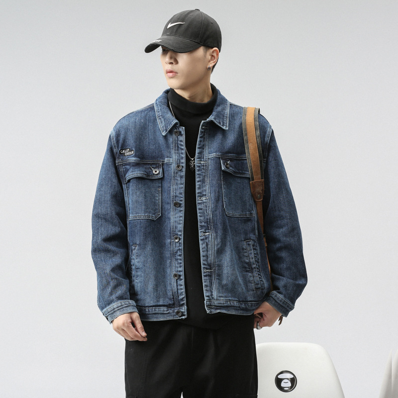 Veste transfrontalière pour hommes d'Amazon portant une veste en jean Joker chemise décontractée tendance pour hommes personnalité mince pour hommes_voghion.com