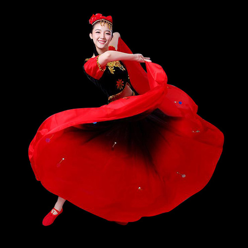 Xinjiang Performance Costume Ethnic Clothing Opening Dance Large Skirt Uyghur Dance Costume Women's Partner Dance Skirt Square Dance Clothing