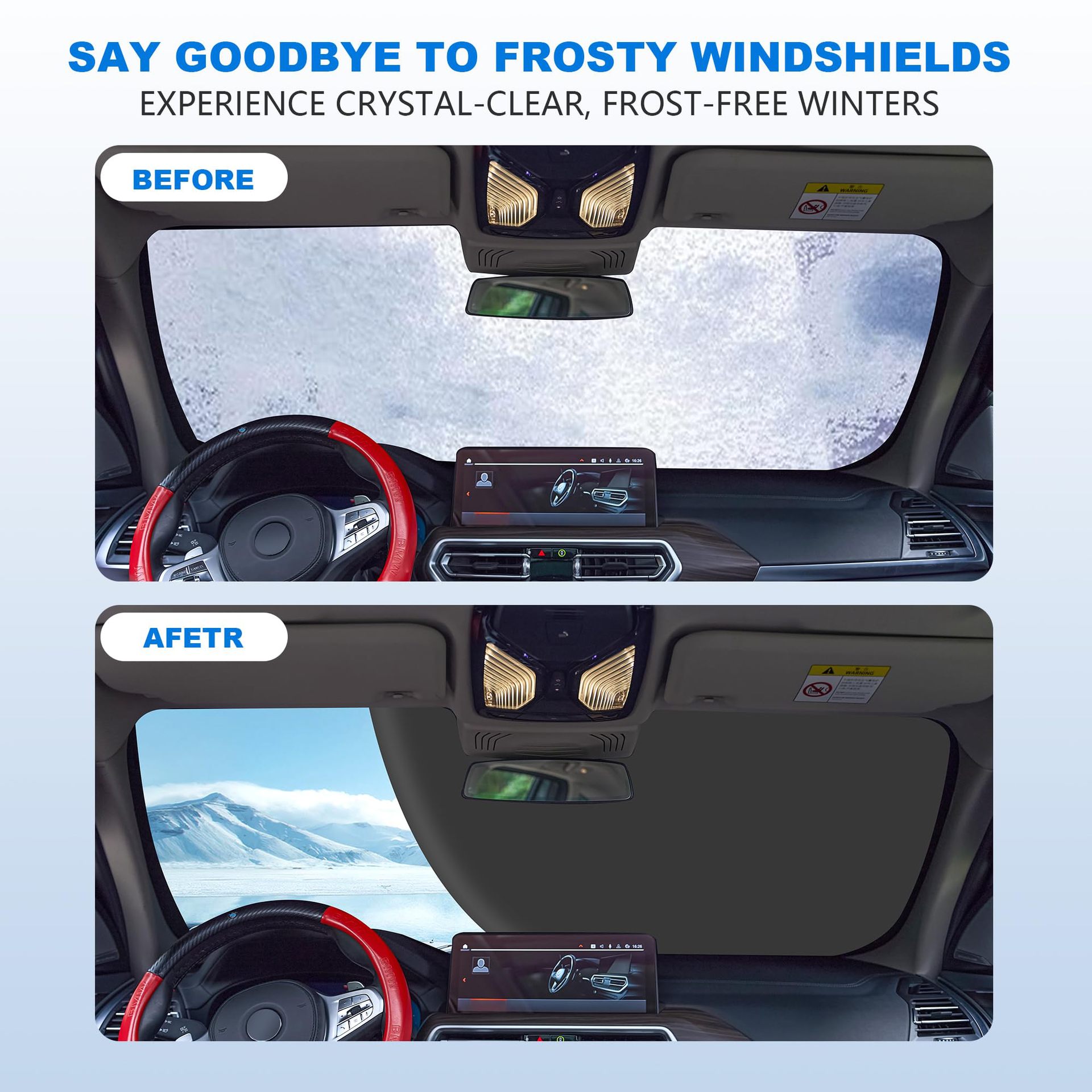 Cross-Border Car Snow Cover, Anti-Frost Cover, Magnetic Suction, Thickened and Enlarged Snow Shield, Front Windshield Car Sunshade, Sun Block