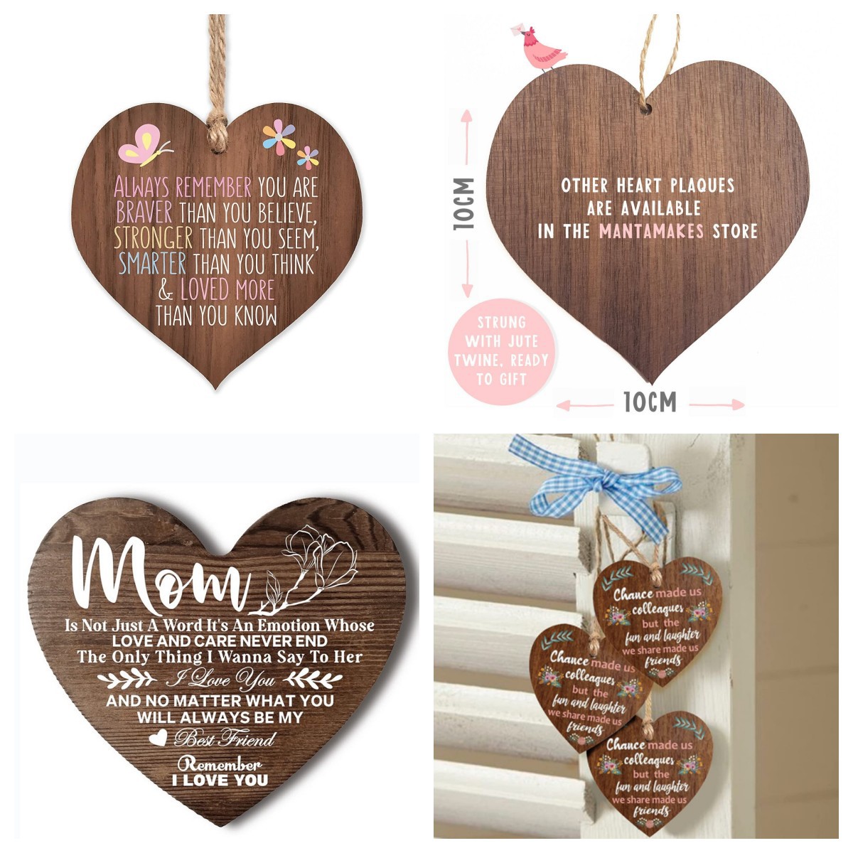厂家直销亚马逊热卖木质标牌礼品心形桃心木质工艺朋友谊礼品装饰