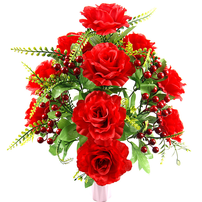 Flor artificial ramo de rosas Festival de Primavera mostrar festivo 18 pelo fortuna rosa de seda fortuna fruta París Rosa combinación flor falsa